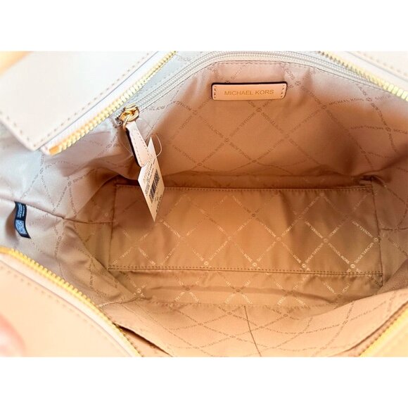 S Michael Kors Medium Front Zip Chain Tote Buff Leather 35F2GTTT2L NWT $448 - Picture 10 of 15